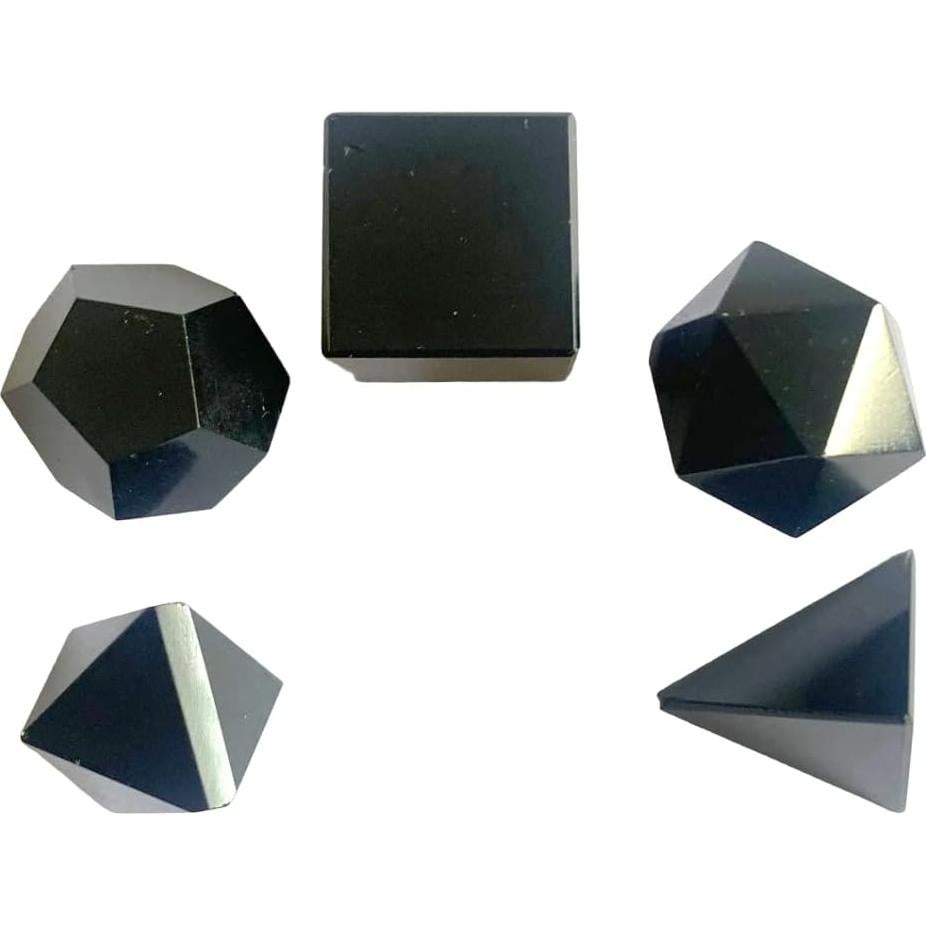 Juego de Geometría de Obsidiana Negra 5 Piezas Hecho a Mano