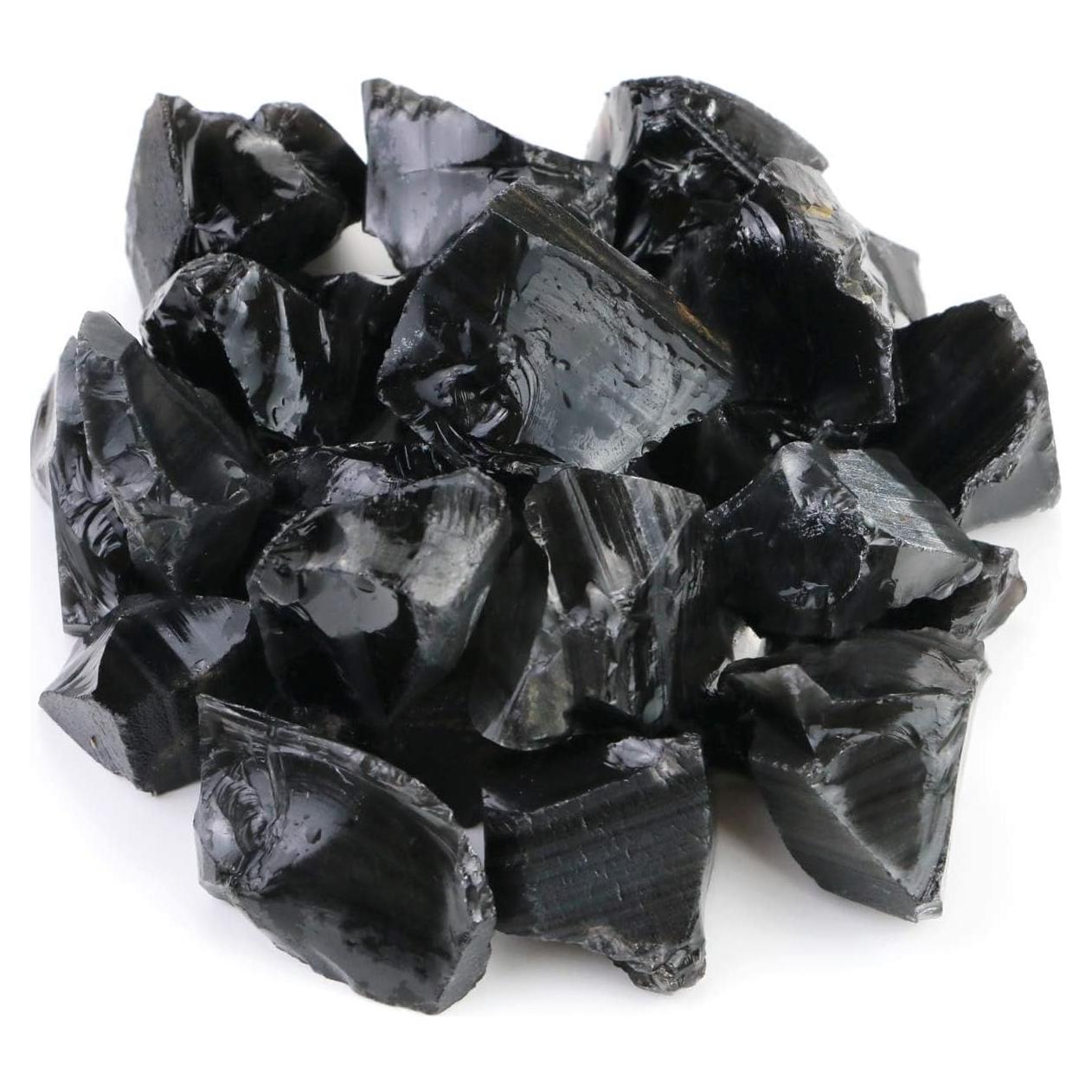 Piedras de Obsidiana Negra Natural 950g para Joyería y Sanación