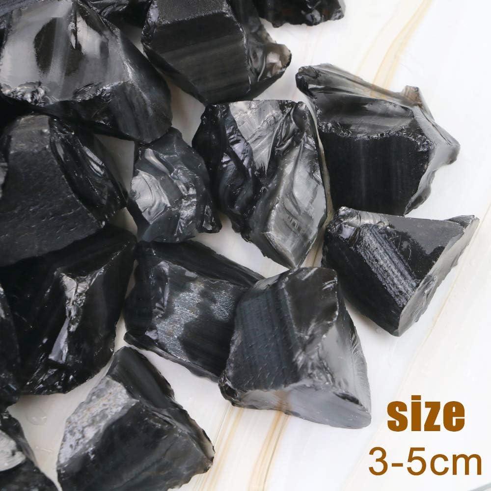 Piedras de Obsidiana Negra Natural 950g para Joyería y Sanación