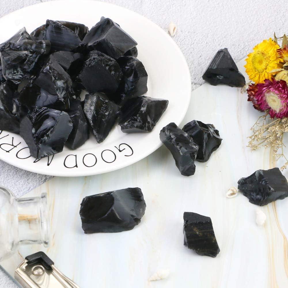 Piedras de Obsidiana Negra Natural 950g para Joyería y Sanación