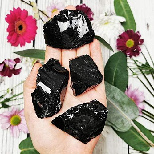 Rocas de Obsidiana Negra Bruta 0.45Kg Zenkeeper para Joyería