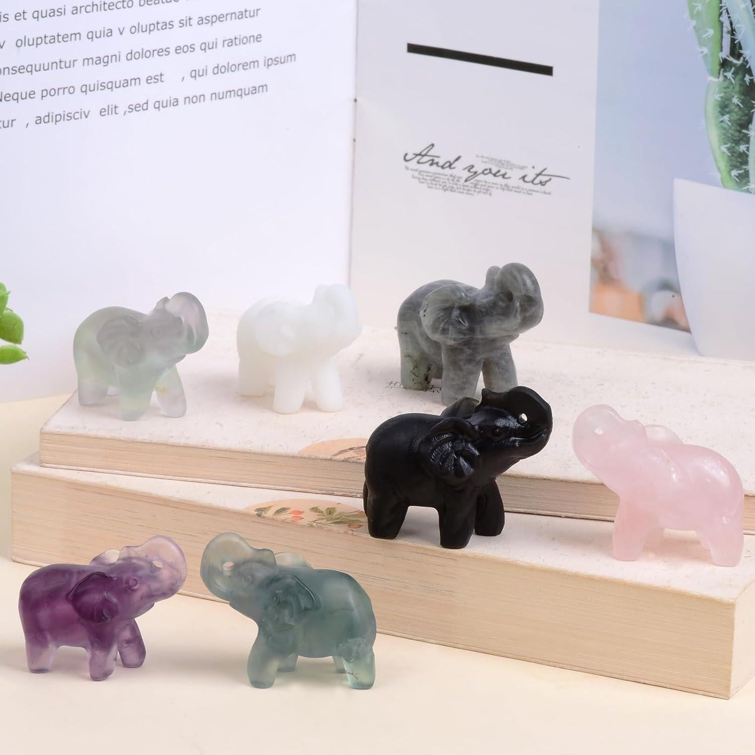 Estatuilla de Elefante de Cristal Obsidiana Negra 5.33 cm