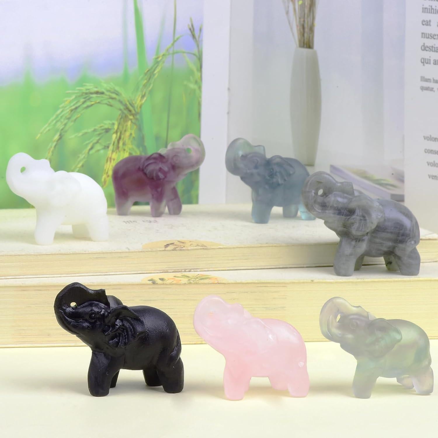 Estatuilla de Elefante de Cristal Obsidiana Negra 5.33 cm