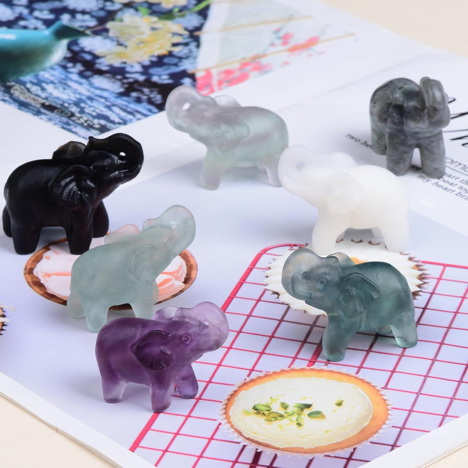 Estatuilla de Elefante de Cristal Obsidiana Negra 5.33 cm