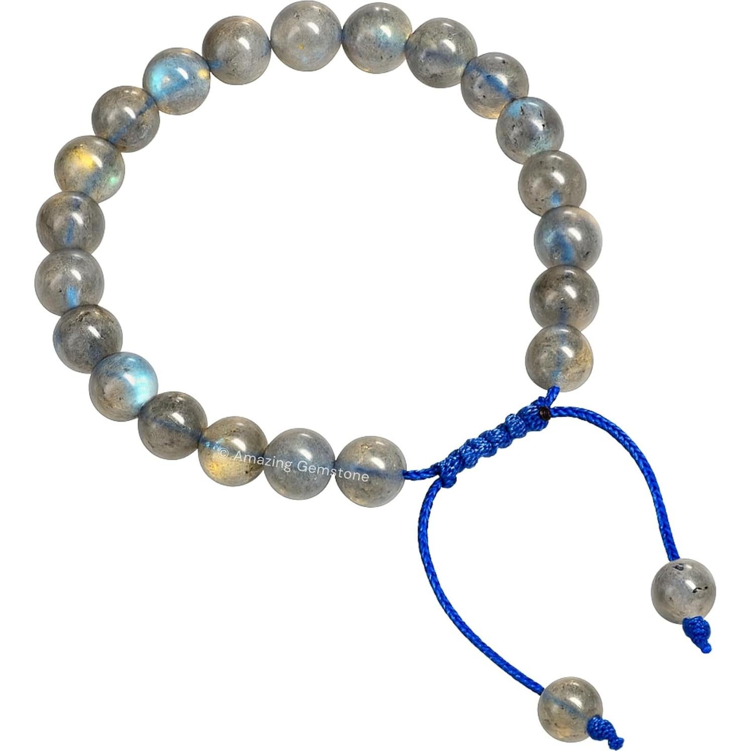 Pulsera de Cristal Labradorita Ajustable 8mm Unisex