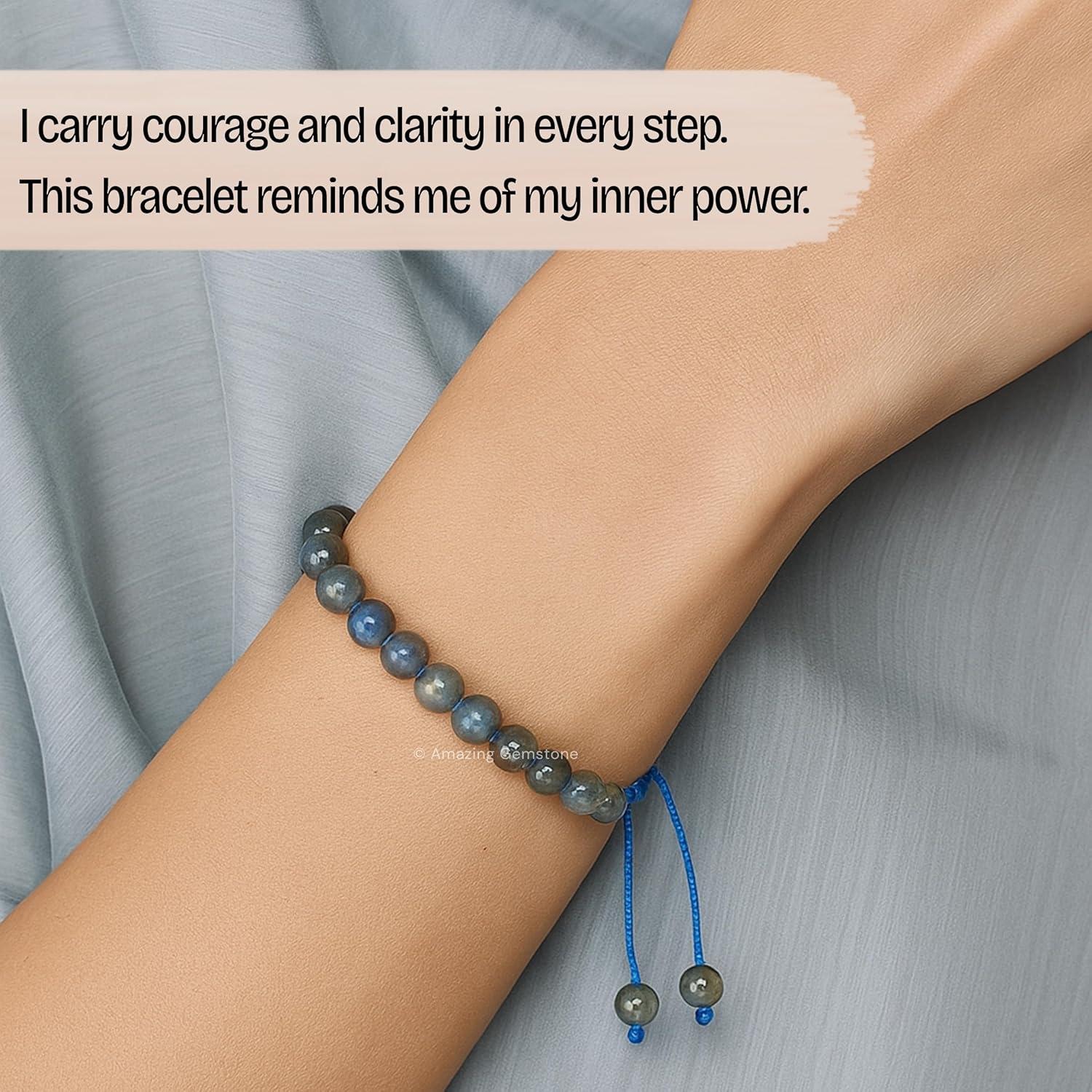 Pulsera de Cristal Labradorita Ajustable 8mm Unisex