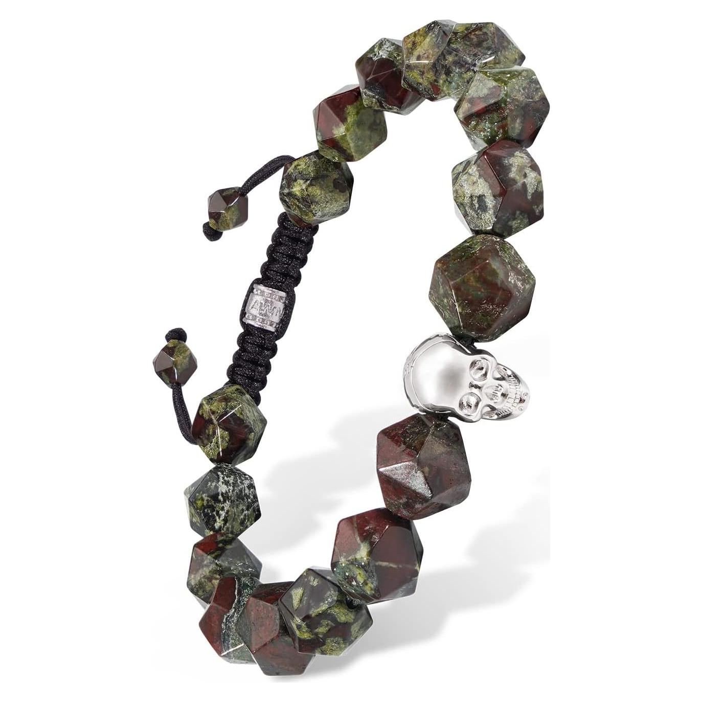 Pulsera de cuentas de jaspe de sangre de dragón AWNL 10mm ajustable