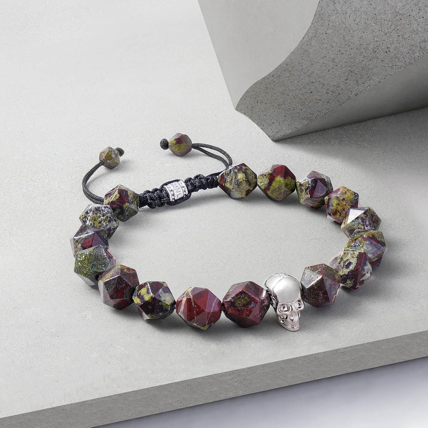 Pulsera de cuentas de jaspe de sangre de dragón AWNL 10mm ajustable