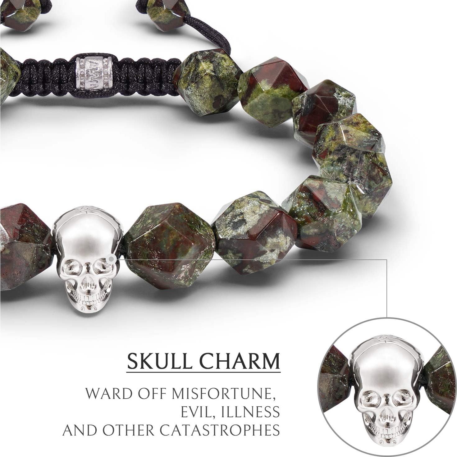 Pulsera de cuentas de jaspe de sangre de dragón AWNL 10mm ajustable