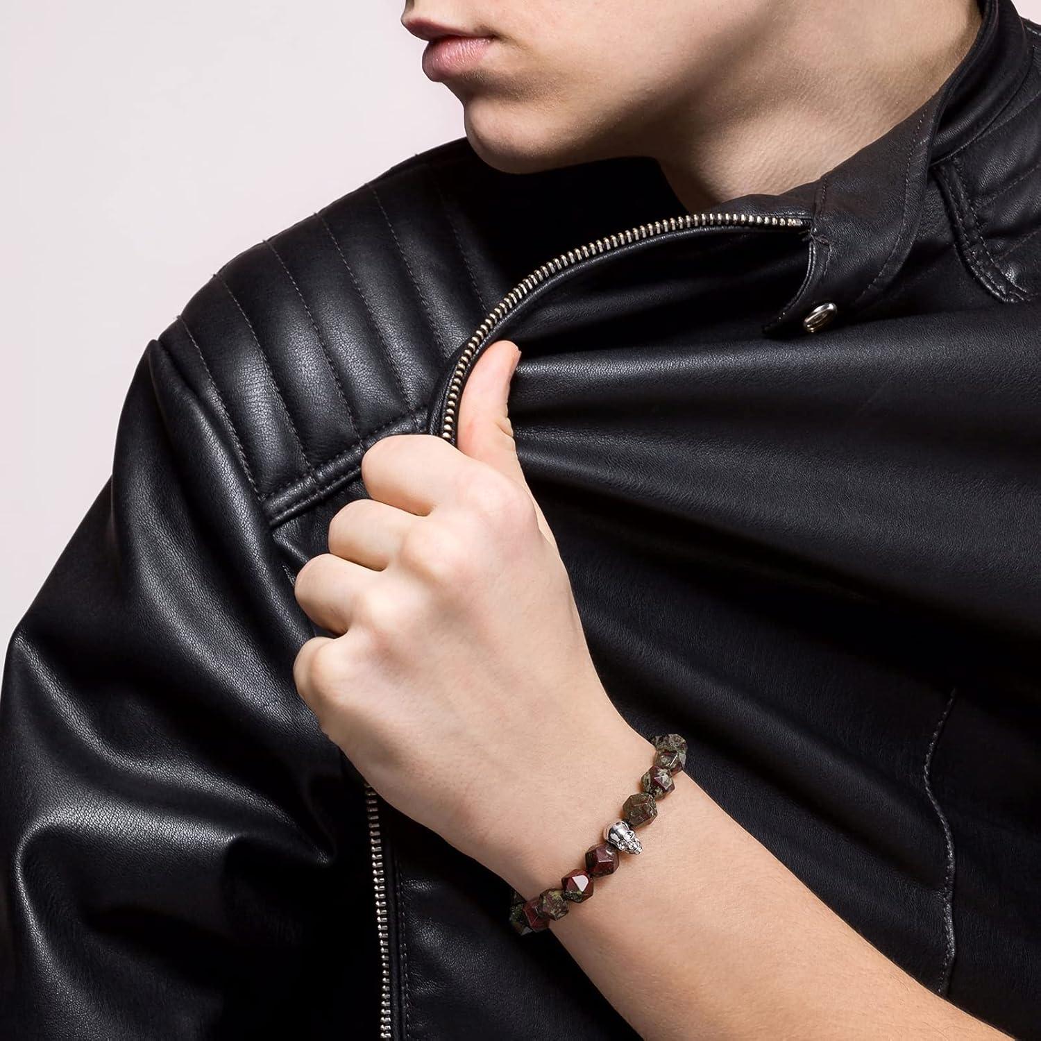 Pulsera de cuentas de jaspe de sangre de dragón AWNL 10mm ajustable