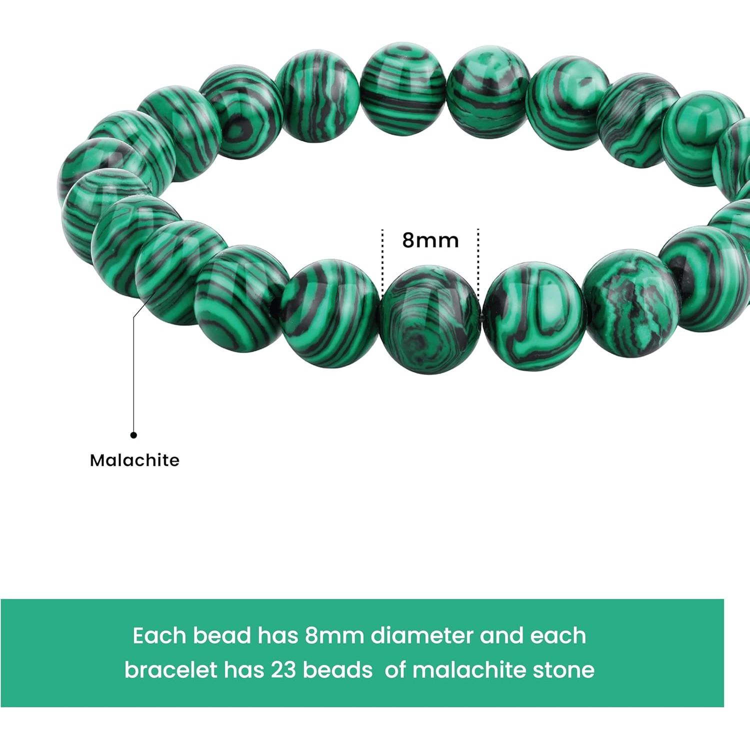 Pulsera de Malachita Natural 8mm Ajustable para Protección