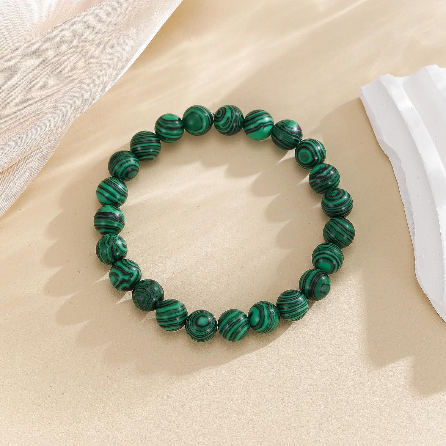 Pulsera de Malachita Natural 8mm Ajustable para Protección