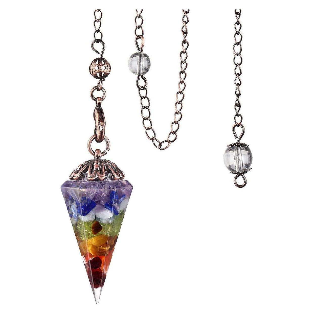 Péndulo de Cristal 7 Chakras MANIFO para Radiestesia y Sanación