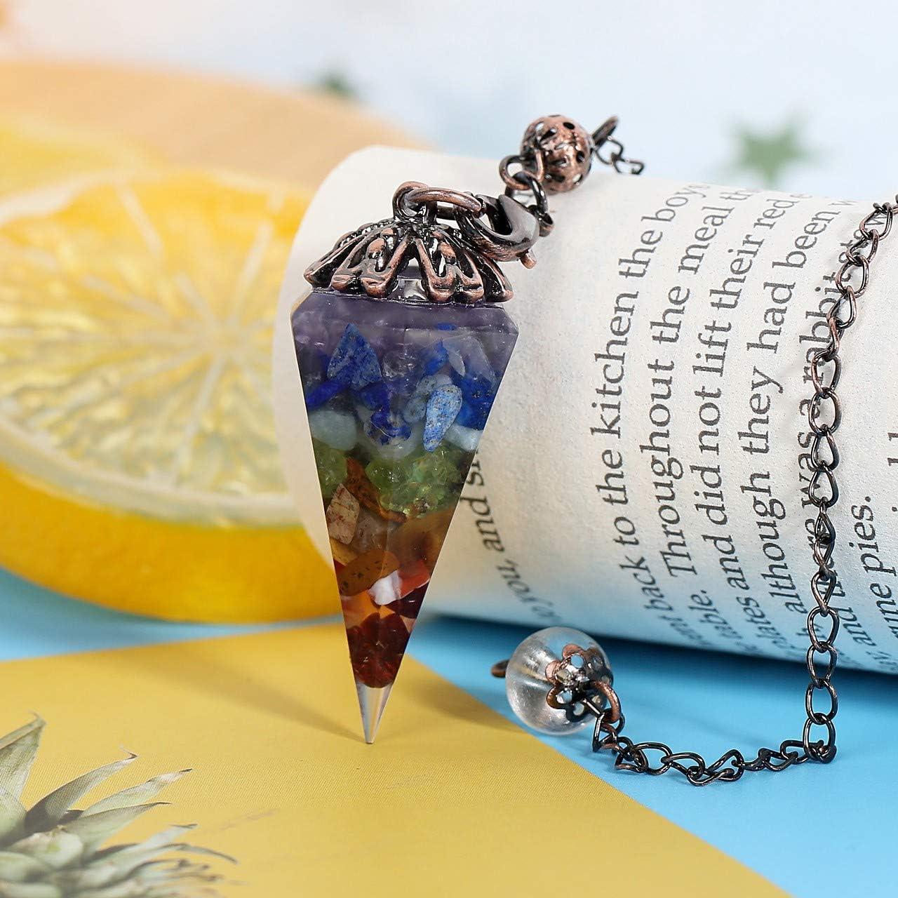 Péndulo de Cristal 7 Chakras MANIFO para Radiestesia y Sanación