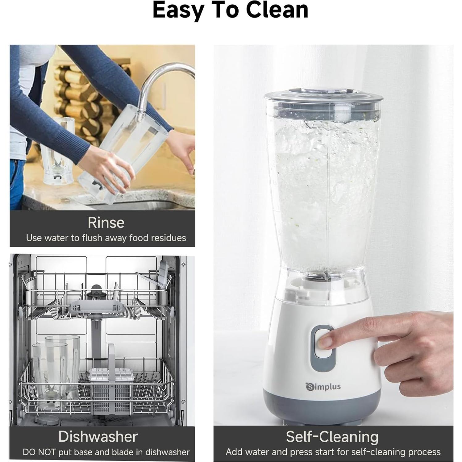 Licuadora Personal SIMPLUS 0.6L Blanca para Batidos y Smoothies