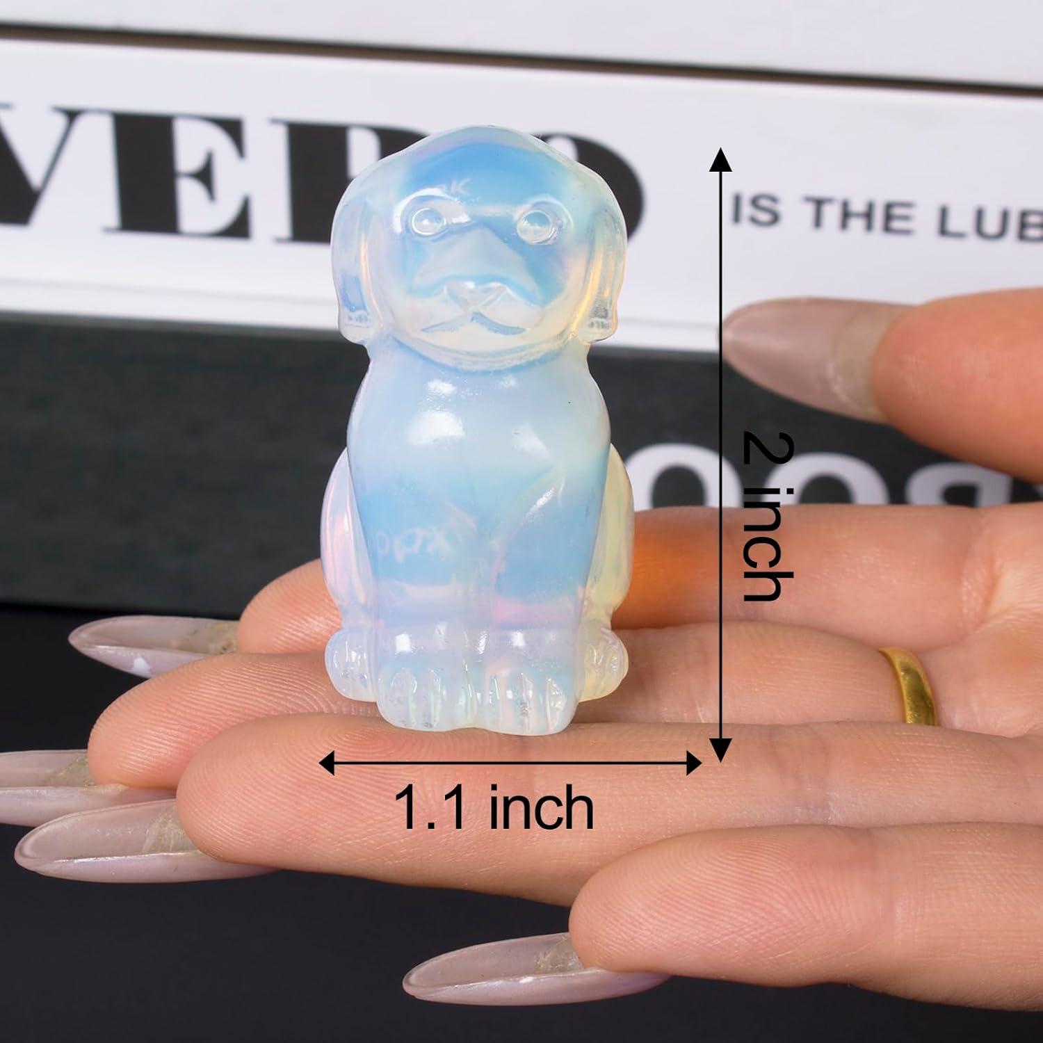 Escultura de Perro de Cristal Opalite Ytbeoxk 5.08 cm Decorativa