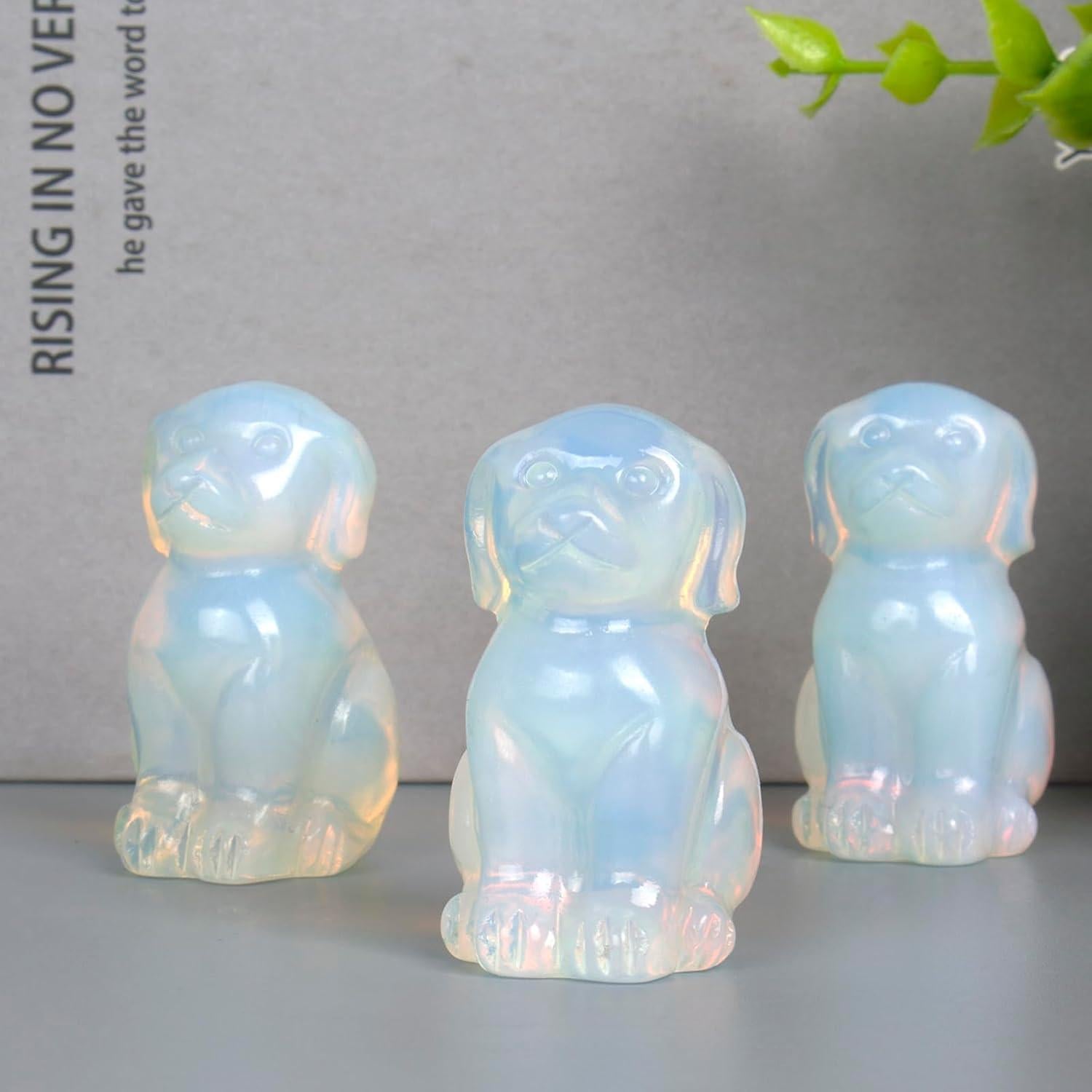 Escultura de Perro de Cristal Opalite Ytbeoxk 5.08 cm Decorativa