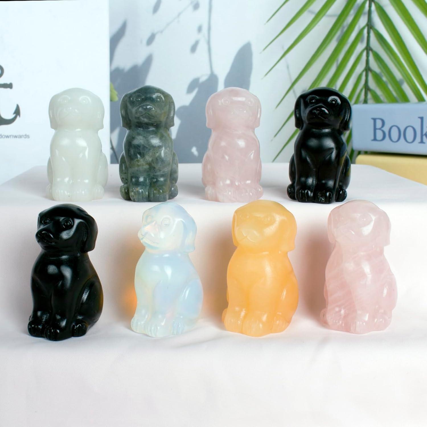 Escultura de Perro de Cristal Opalite Ytbeoxk 5.08 cm Decorativa