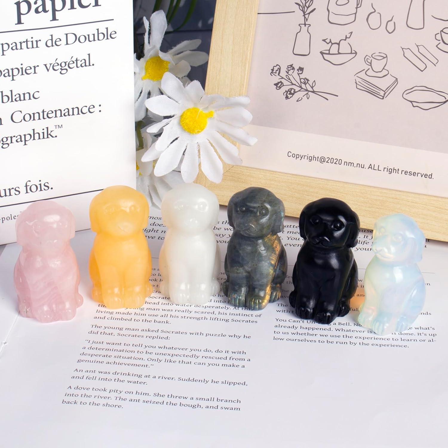 Escultura de Perro de Cristal Opalite Ytbeoxk 5.08 cm Decorativa