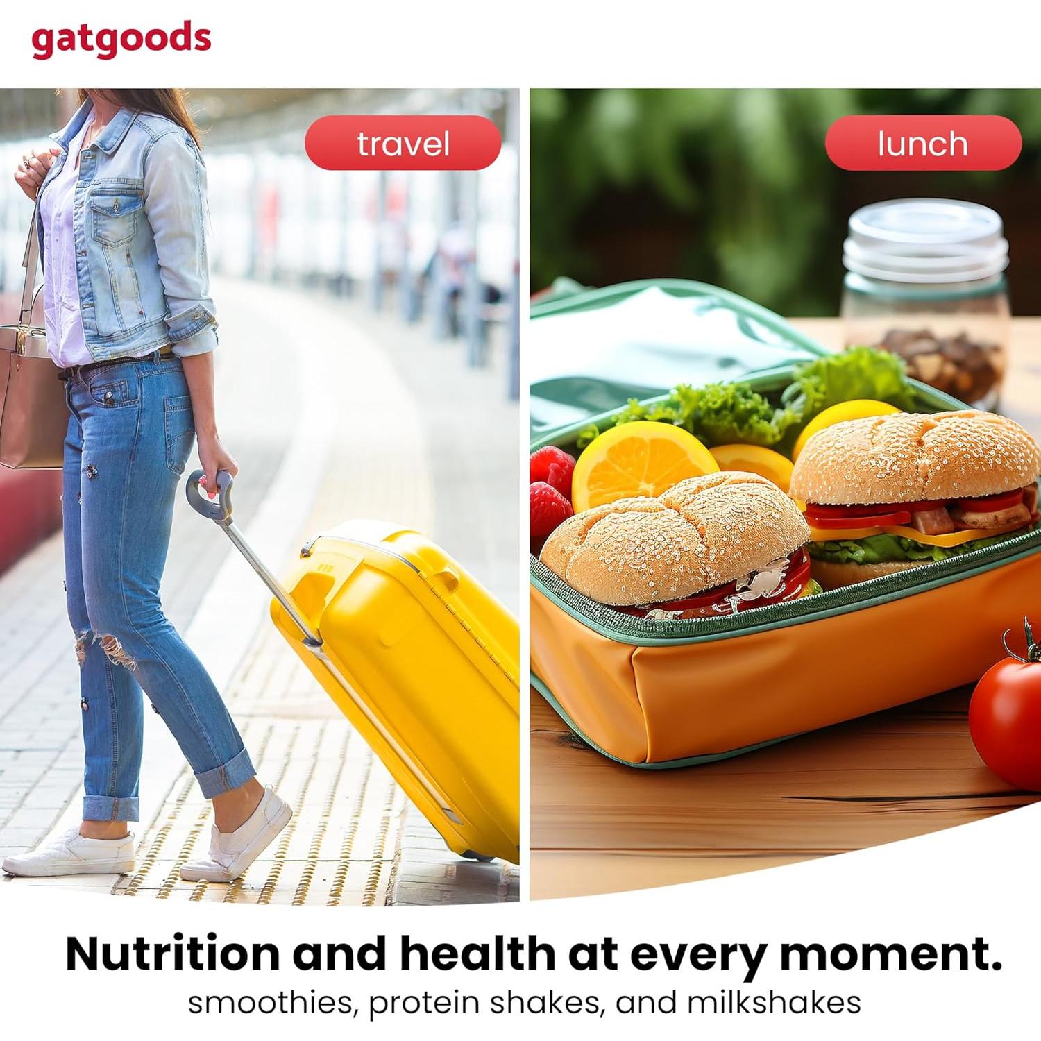 Batidora Personal GATGOODS 300ml Recargable USB-C 45W