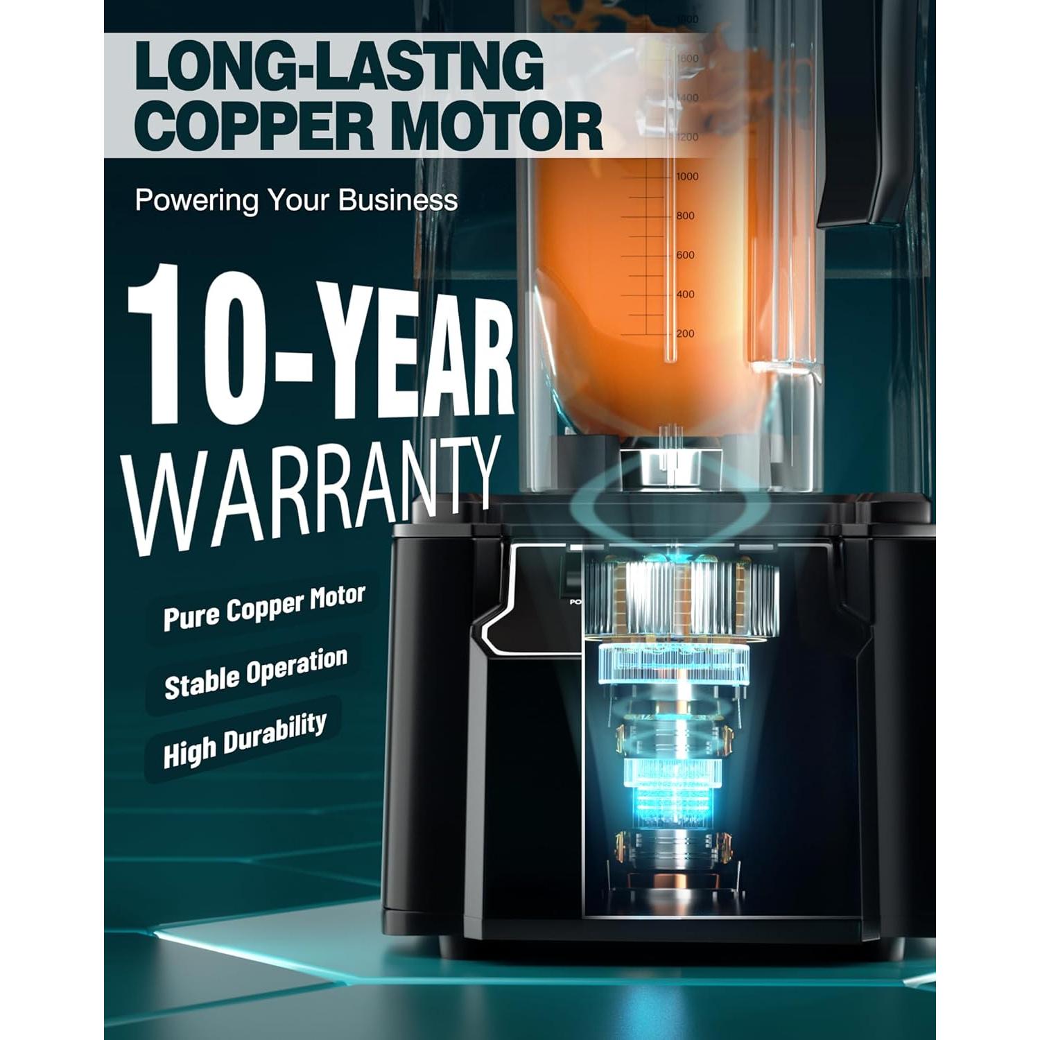 Mezclador Profesional WantJoin K90 Silencioso 2200W 2.2L Negro