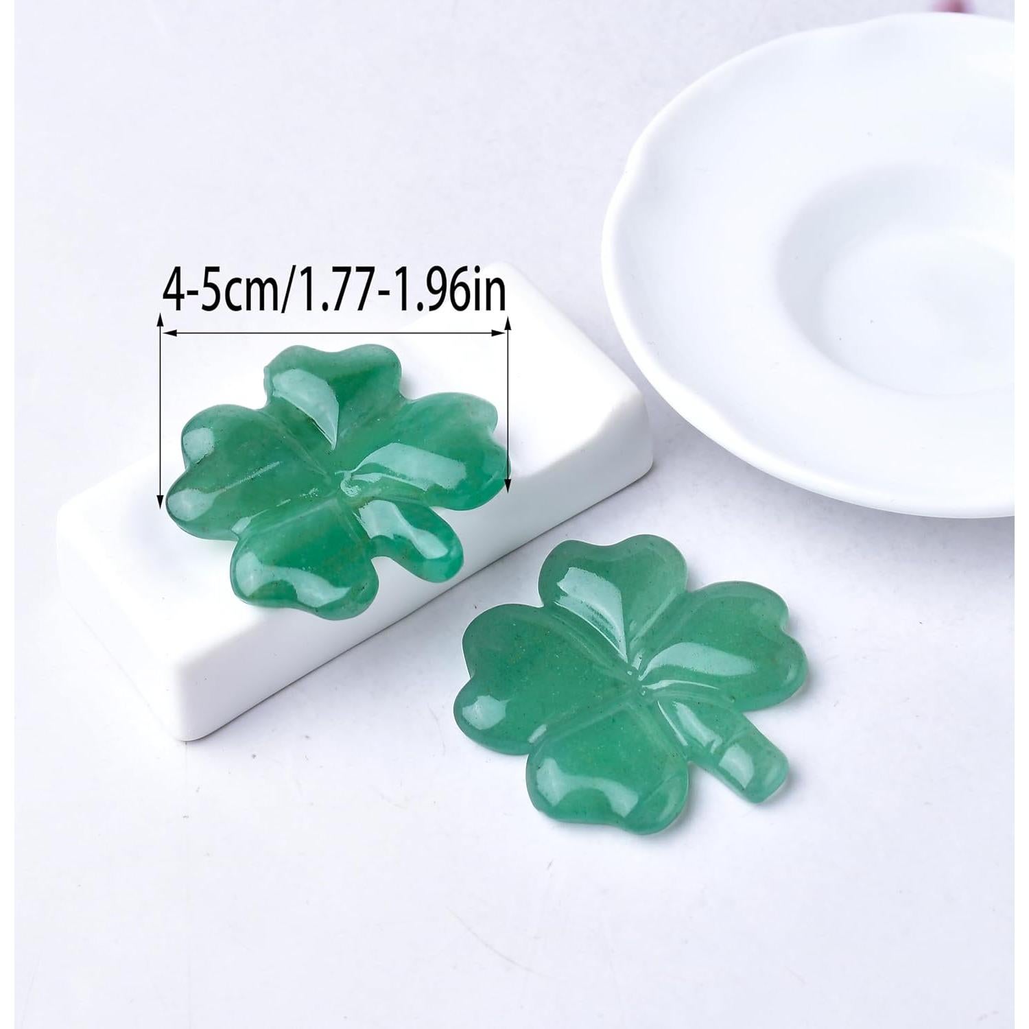 Adorno de Cristal Aventurina Verde Trébol de Cuatro Hojas