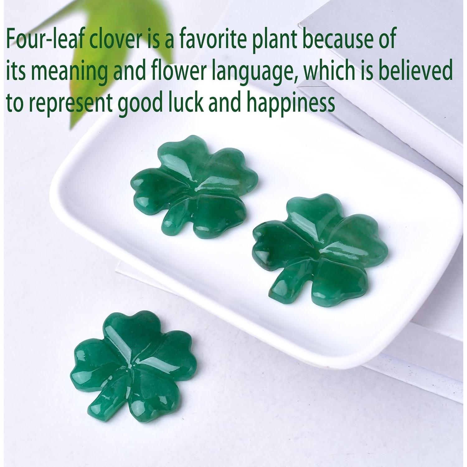 Adorno de Cristal Aventurina Verde Trébol de Cuatro Hojas