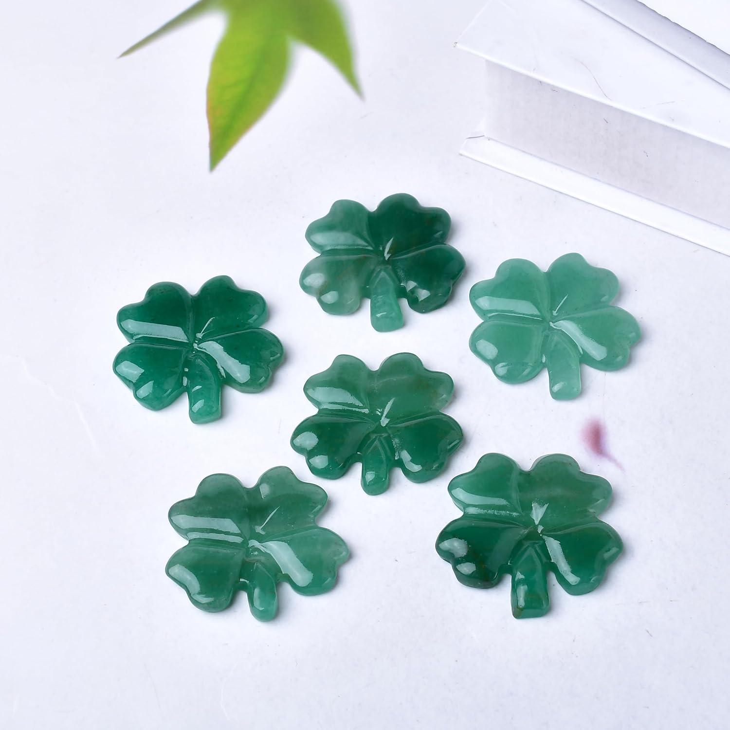 Adorno de Cristal Aventurina Verde Trébol de Cuatro Hojas