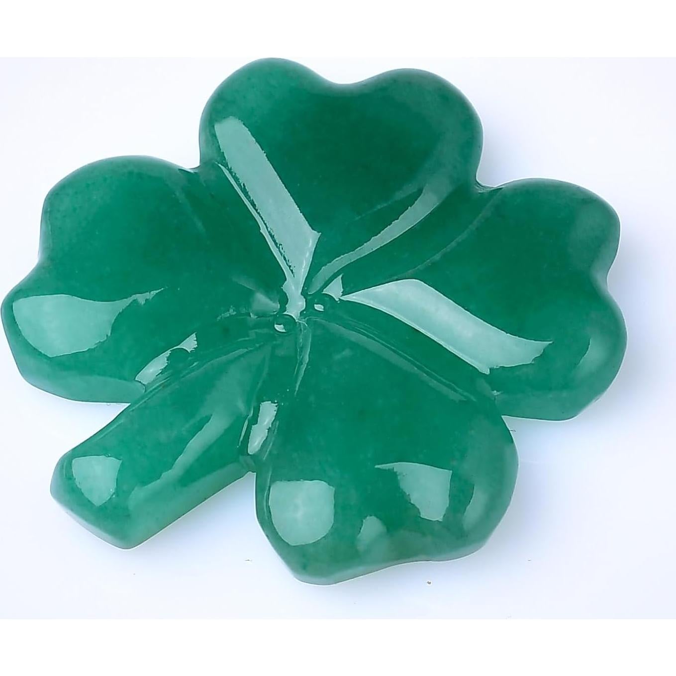 Adorno de Cristal Aventurina Verde Trébol de Cuatro Hojas
