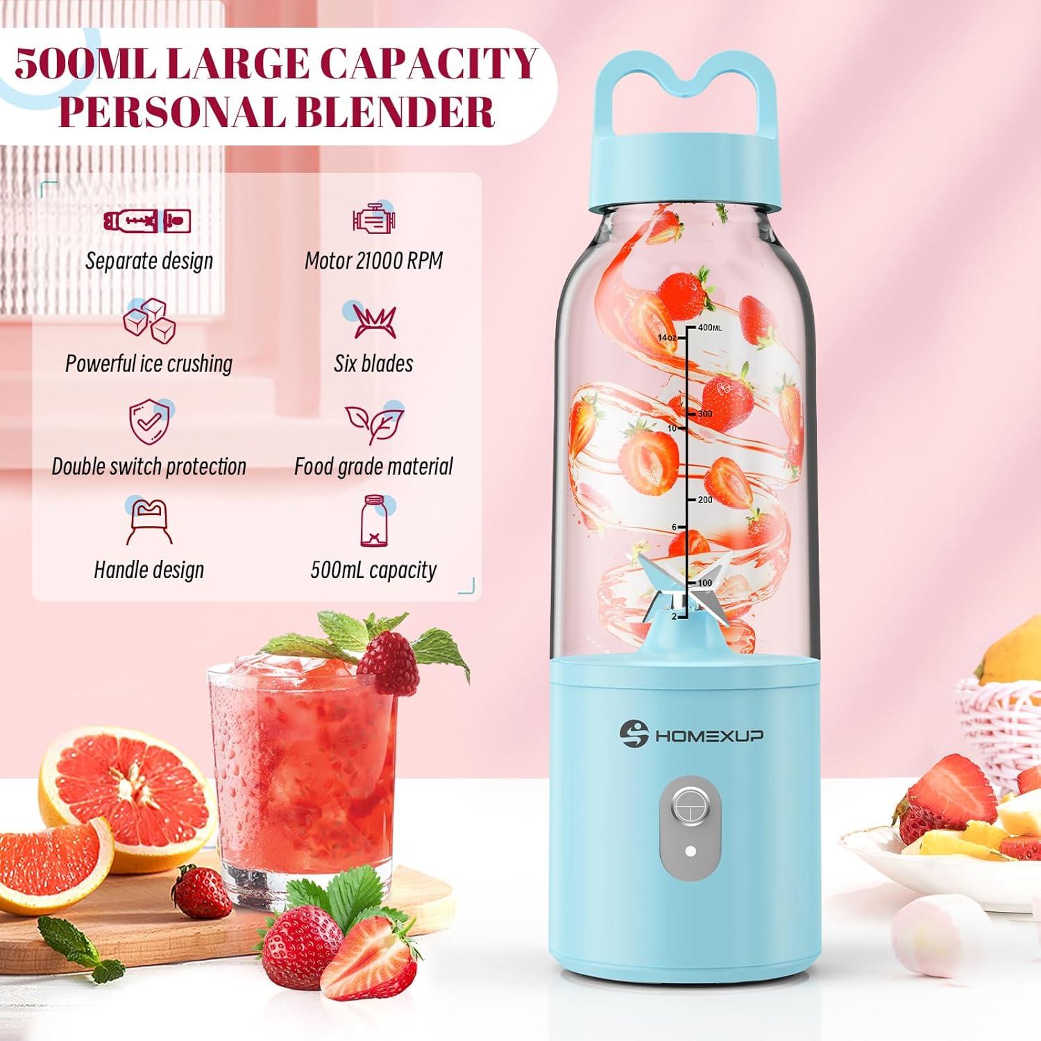 Licuadora Personal HOMEXUP 500ml 175W Compacta Azul