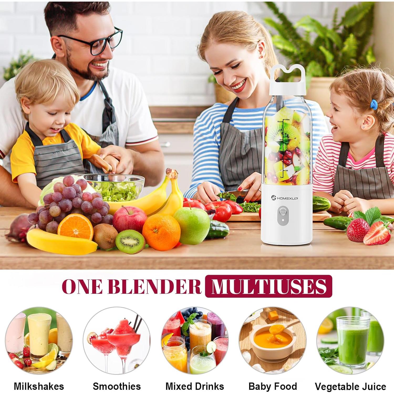 Licuadora Personal HOMEXUP 500ml 175W Compacta Azul