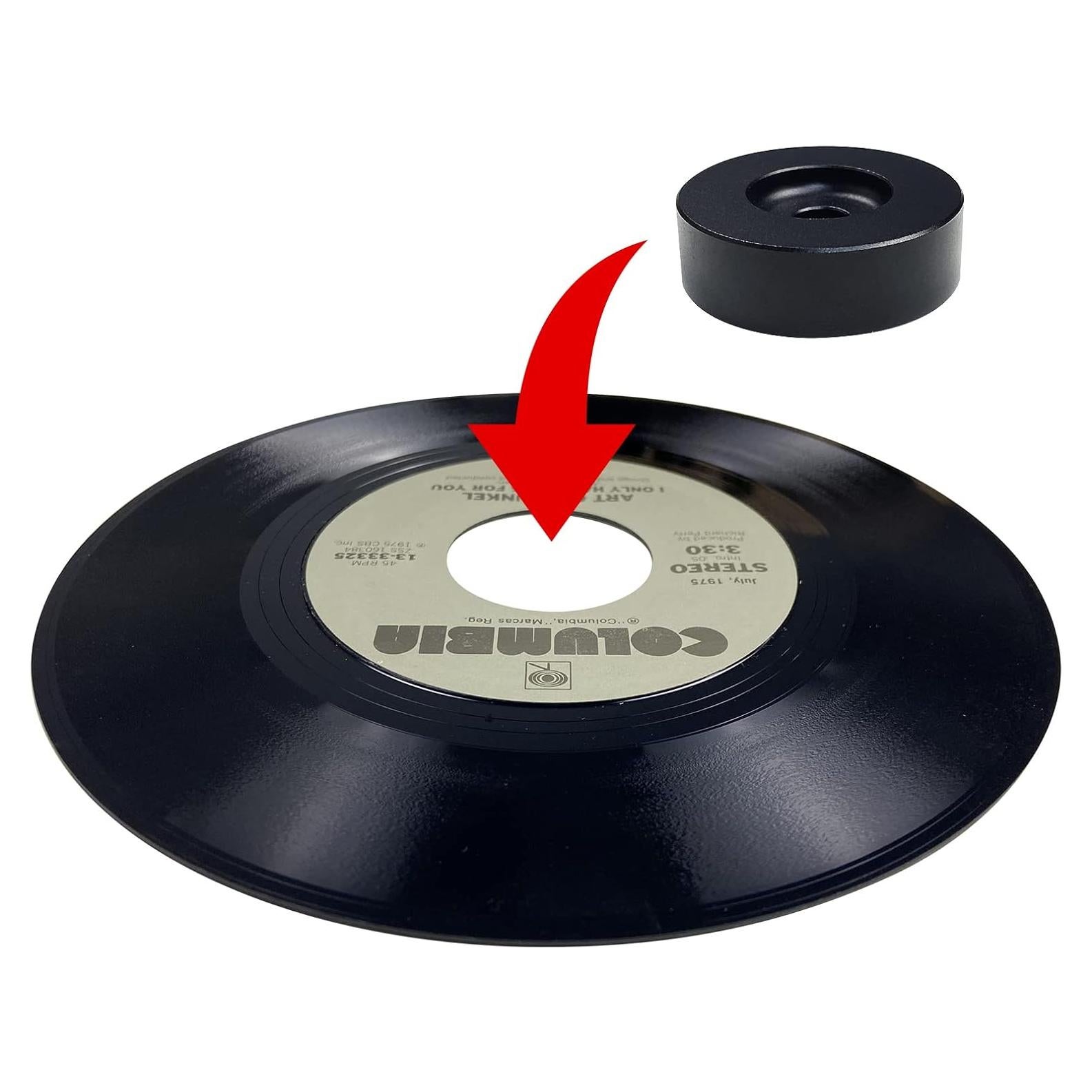 Adaptador de 45 RPM sdroceRyaM de Aluminio para Tocadiscos - Negro