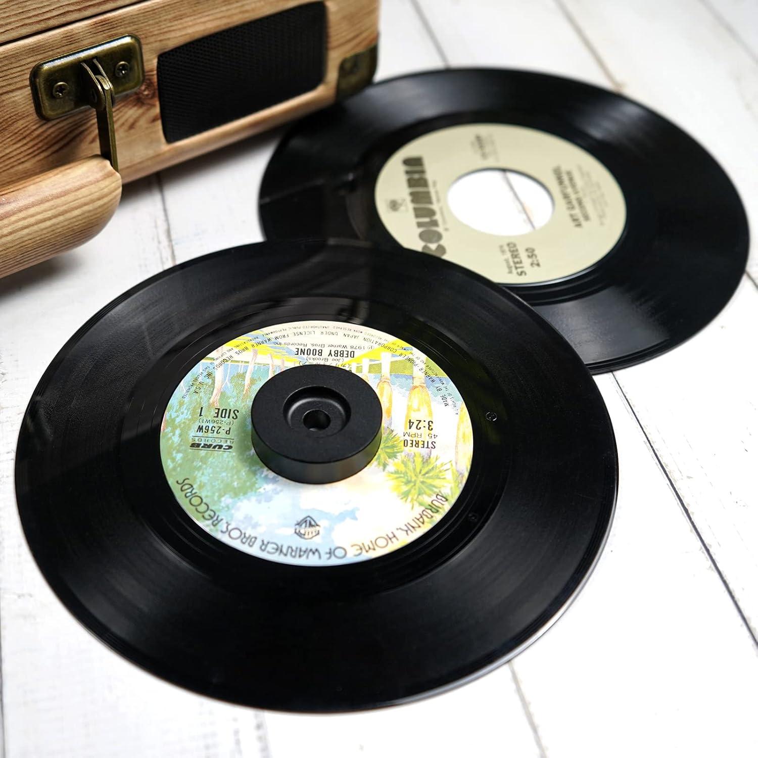 Adaptador de 45 RPM sdroceRyaM de Aluminio para Tocadiscos - Negro