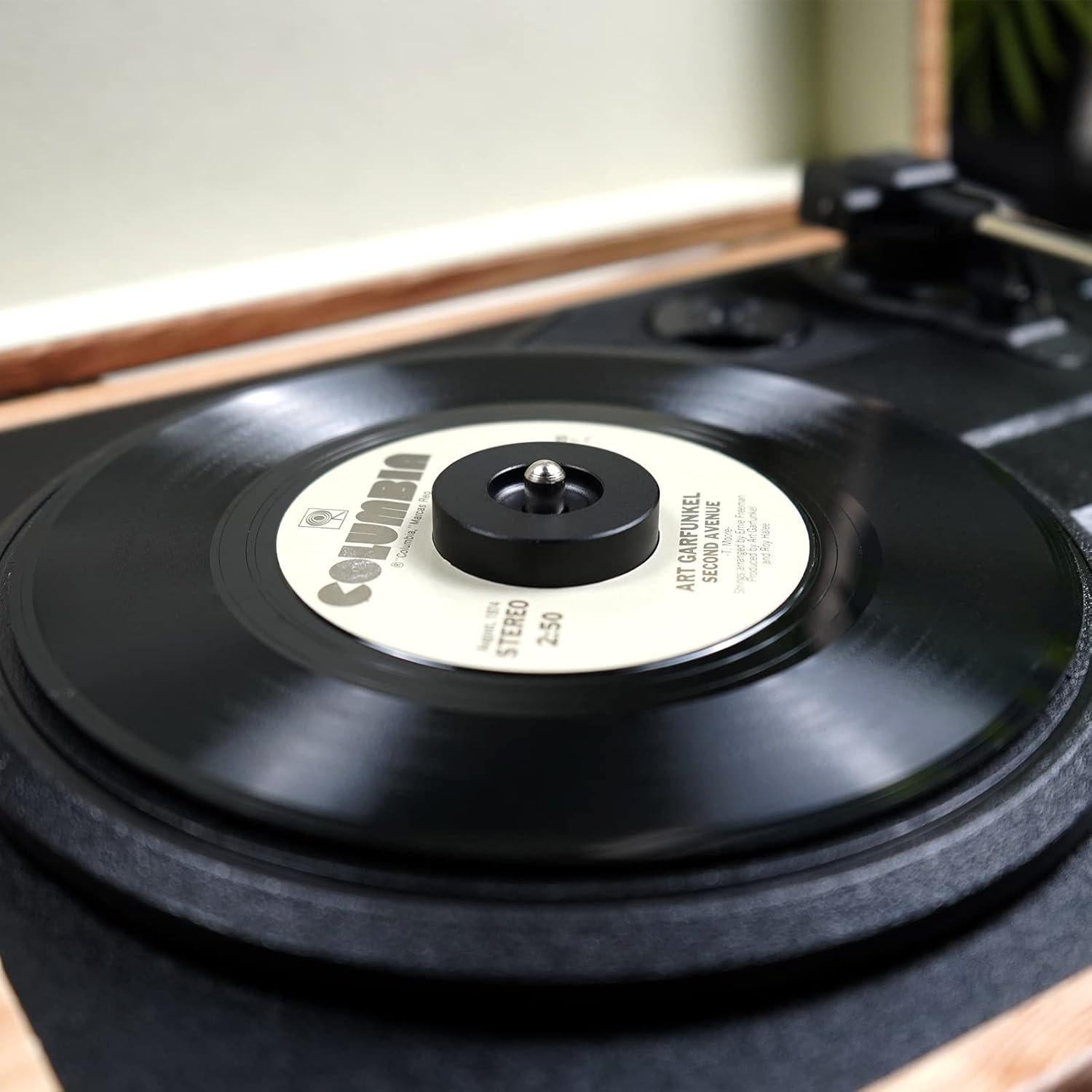 Adaptador de 45 RPM sdroceRyaM de Aluminio para Tocadiscos - Negro