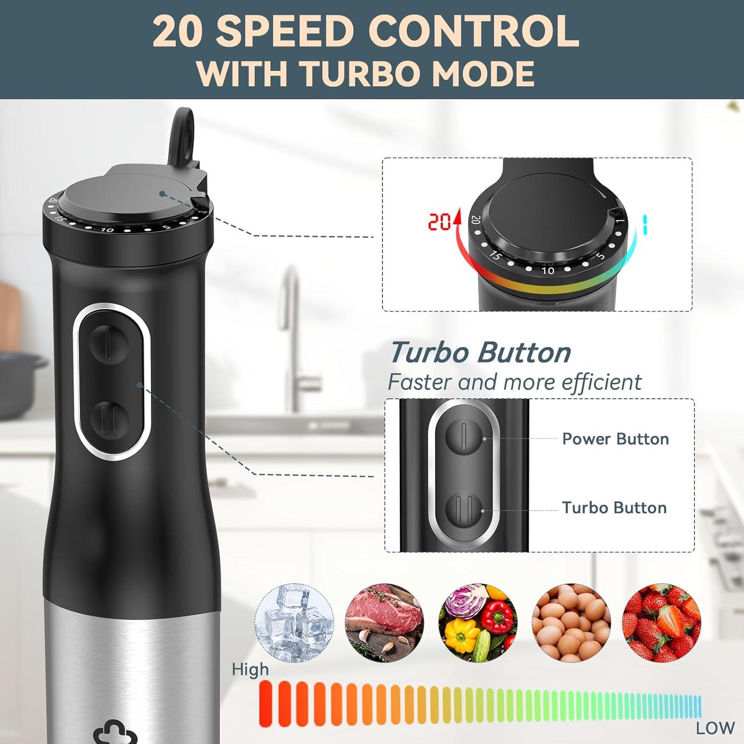 Batidora de Inmersión LINKChef 800W 7 en 1 con Accesorios