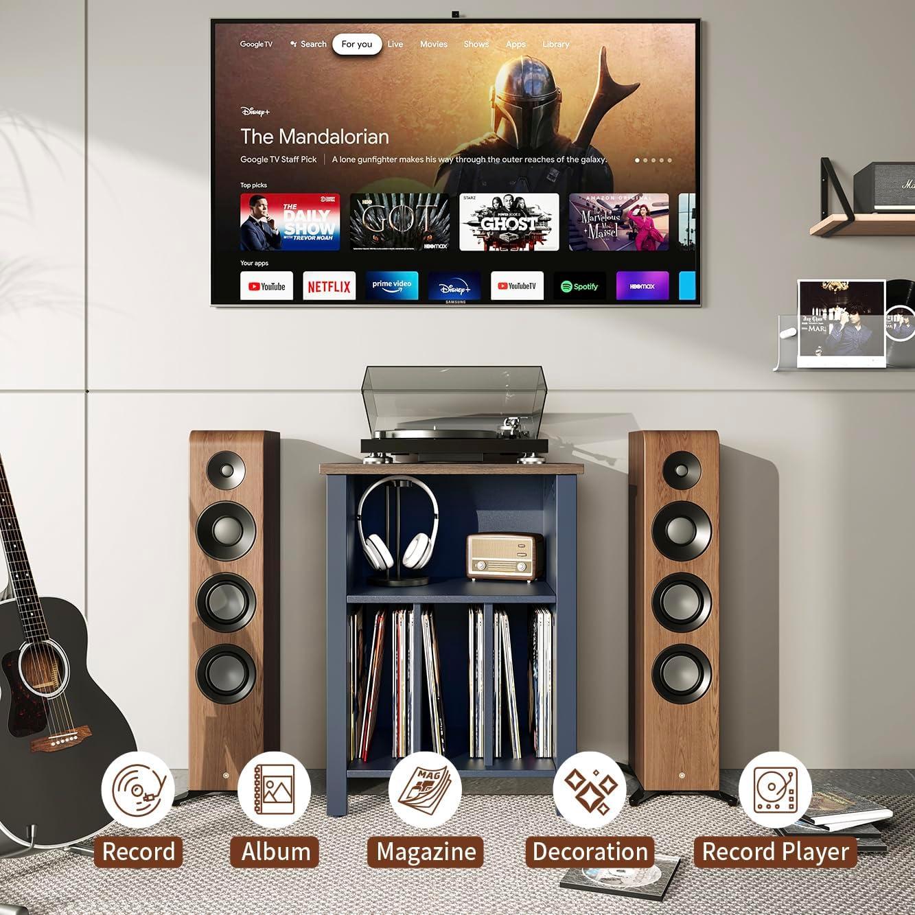 Soporte para Tocadiscos LIDYUK SCPJBU01 Madera Vintage Azul