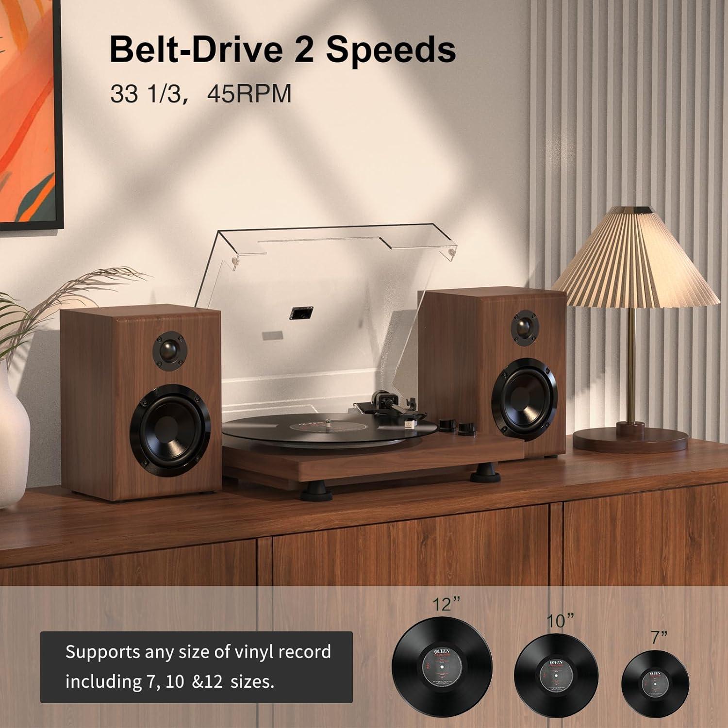 Reproductor de Vinilo RetroAudio JM-109 con Altavoces 24W Bluetooth