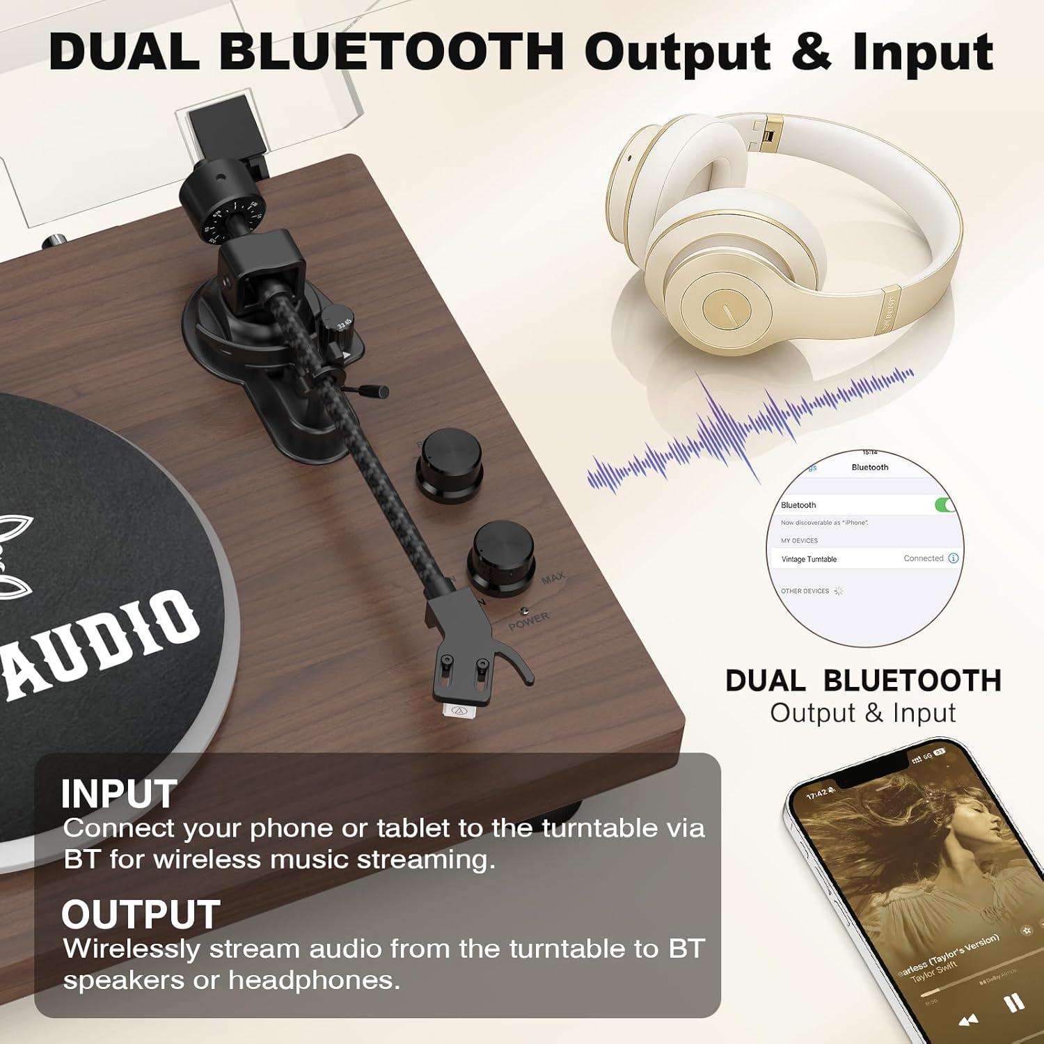 Reproductor de Vinilo RetroAudio JM-109 con Altavoces 24W Bluetooth