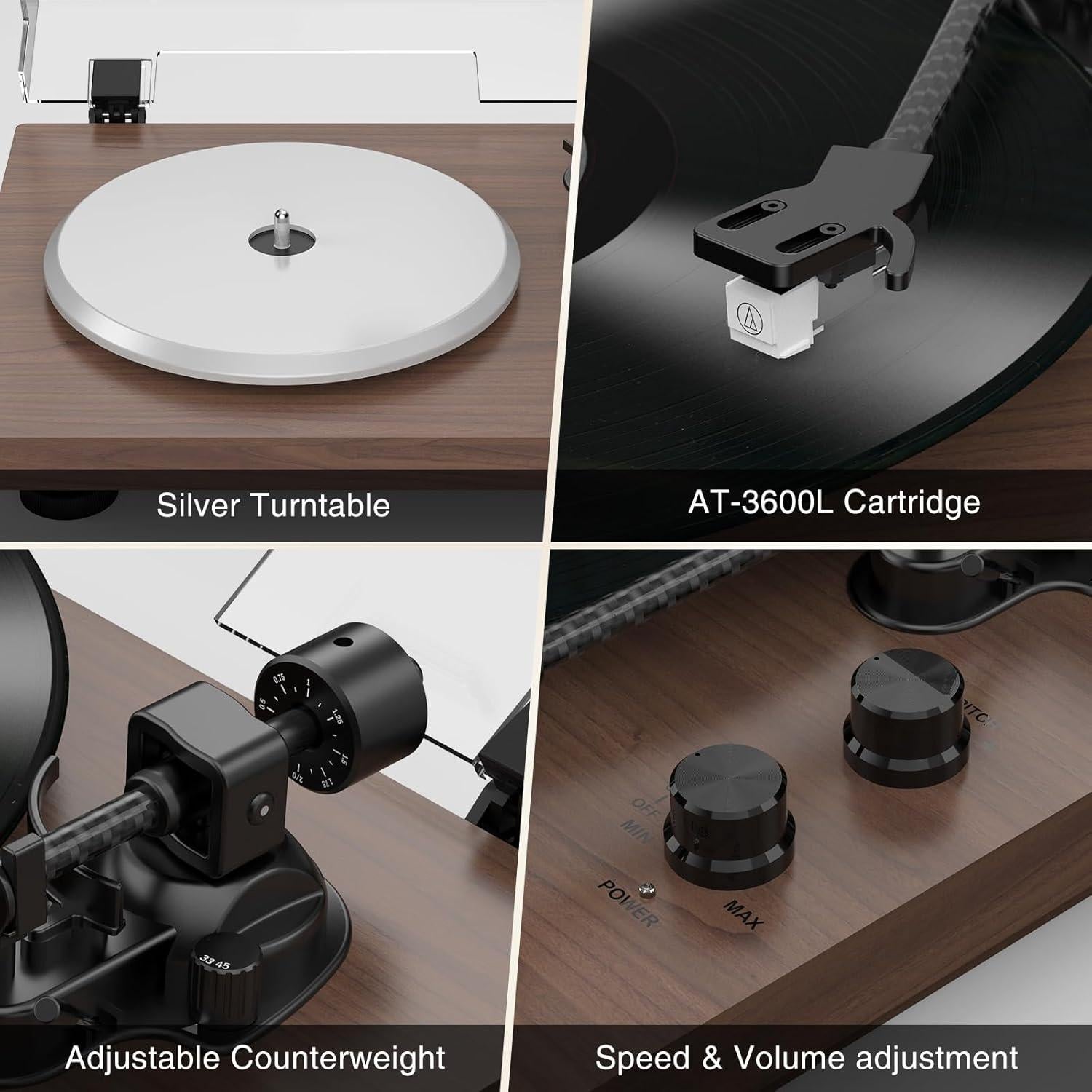 Reproductor de Vinilo RetroAudio JM-109 con Altavoces 24W Bluetooth