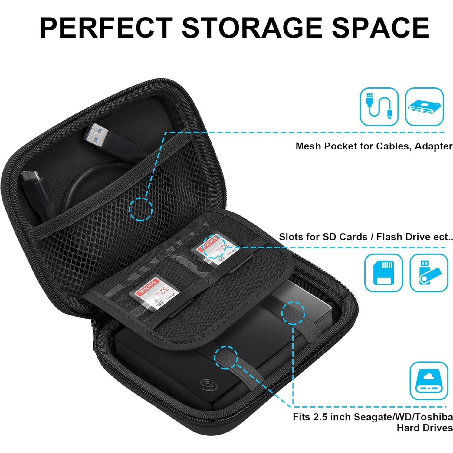 Funda de Disco Duro Lacdo 2.5" Resistente a Golpes Negro