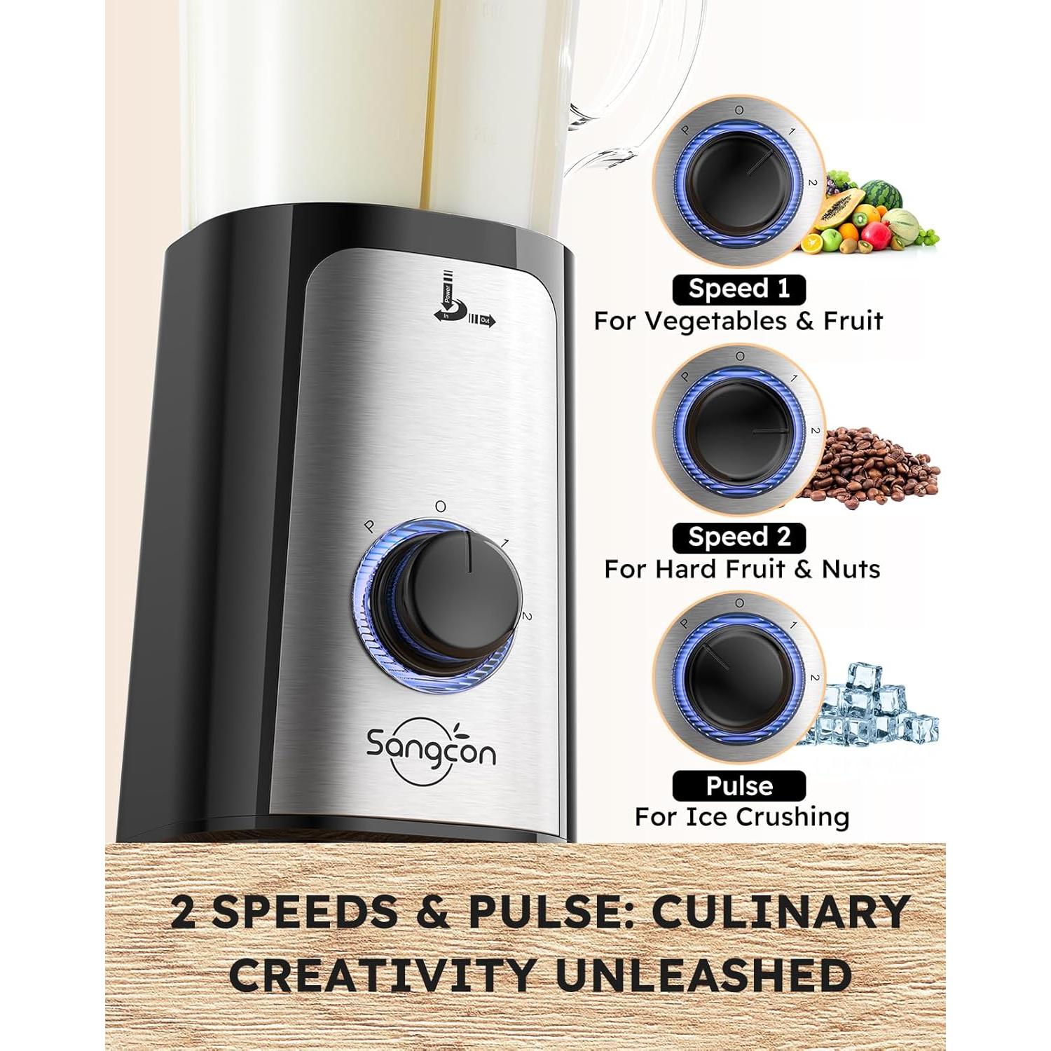 Licuadora 5 en 1 Sangcon 350W con 2 Velocidades y Accesorios