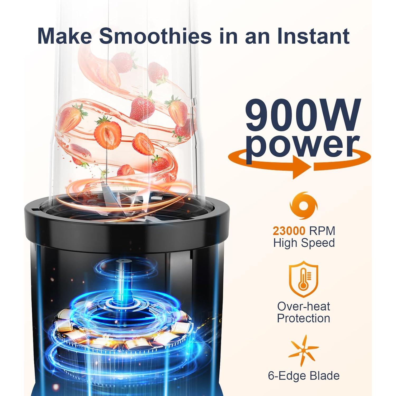 Licuadora Personal KOIOS 900W 2 Tazas 22oz Sin BPA