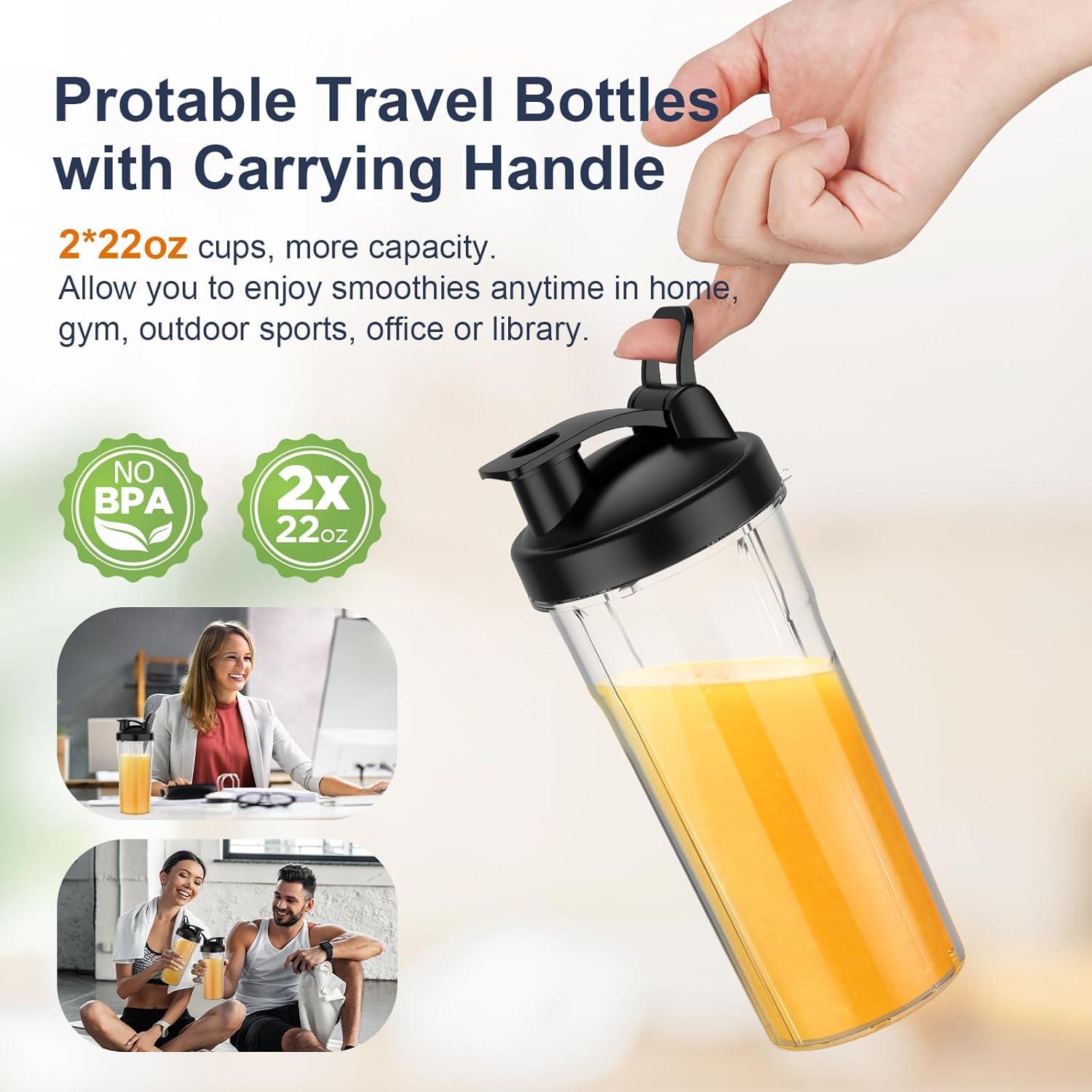 Licuadora Personal KOIOS 900W 2 Tazas 22oz Sin BPA