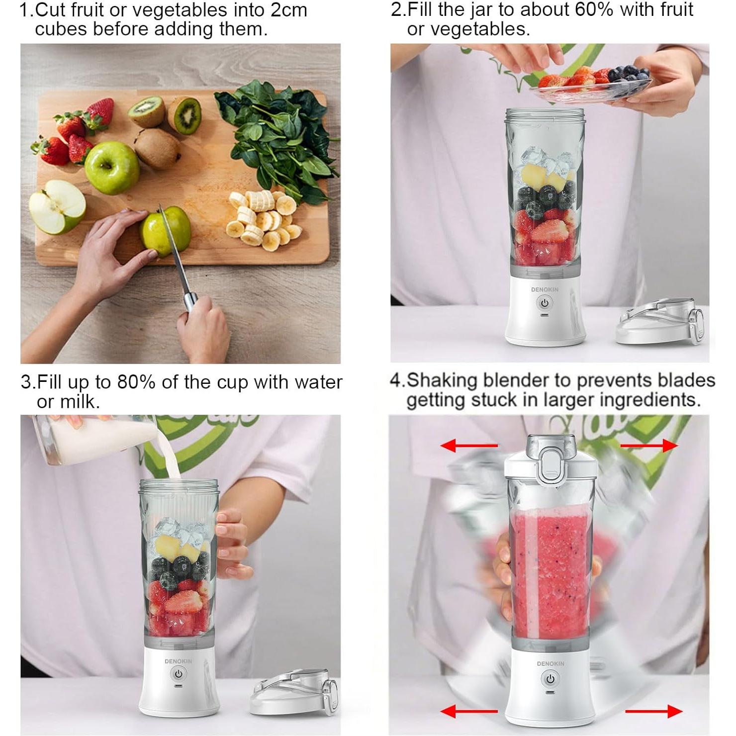 Batidora Portátil DENOKIN 20oz Sin Cable para Smoothies