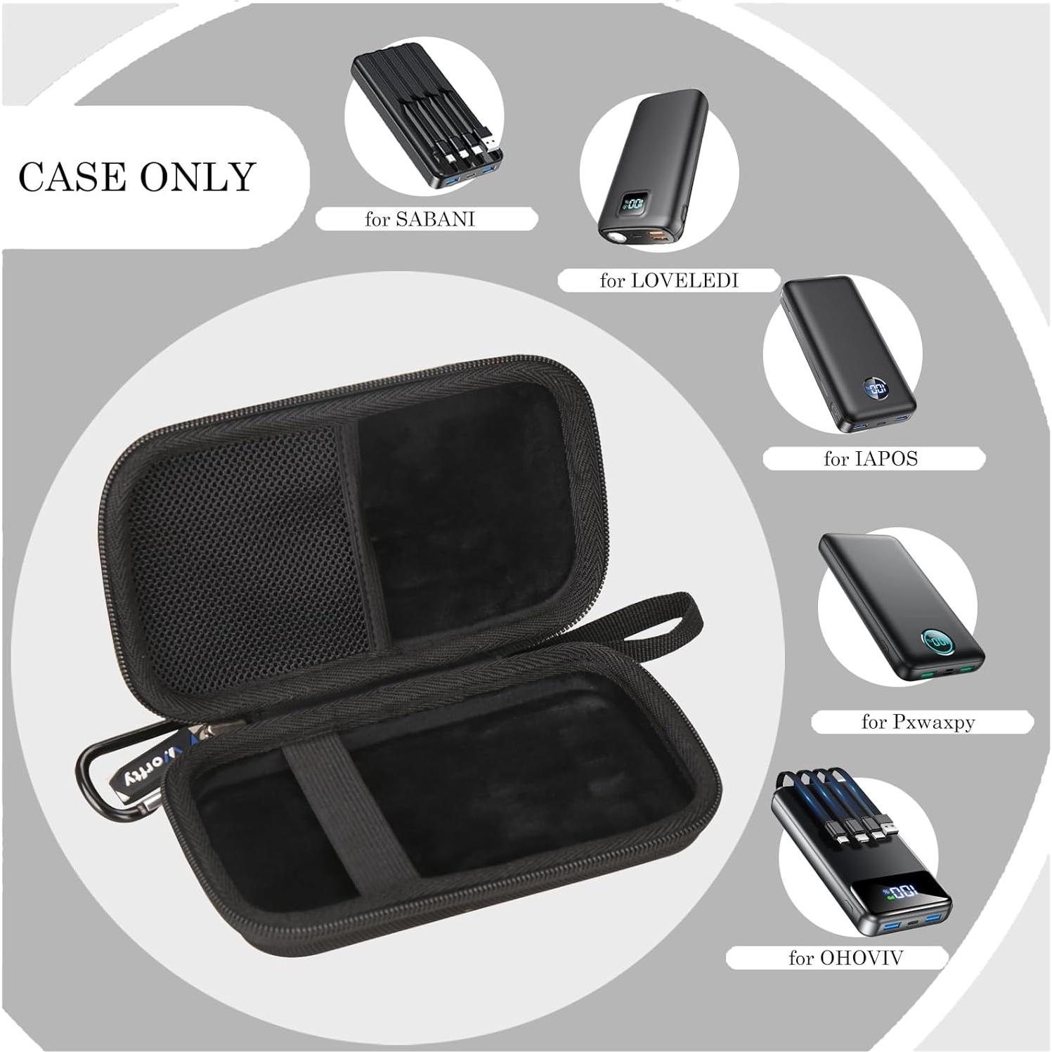 Hard Travel Case for SABANI for LOVELEDI for IAPOS for Pxwaxpy for OHOVIV for FOCHEW Portable Charger Power Bank, Storage Holder for Fast Charging Battery Protective Case (Black)