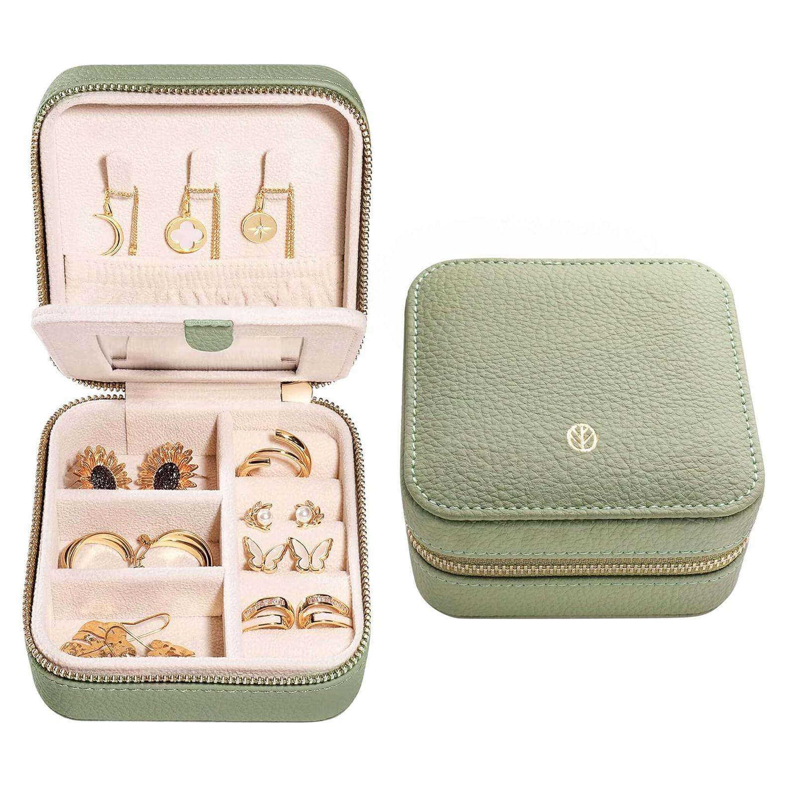 Organizador de Joyería de Viaje S.Leaf Cuadrado Verde