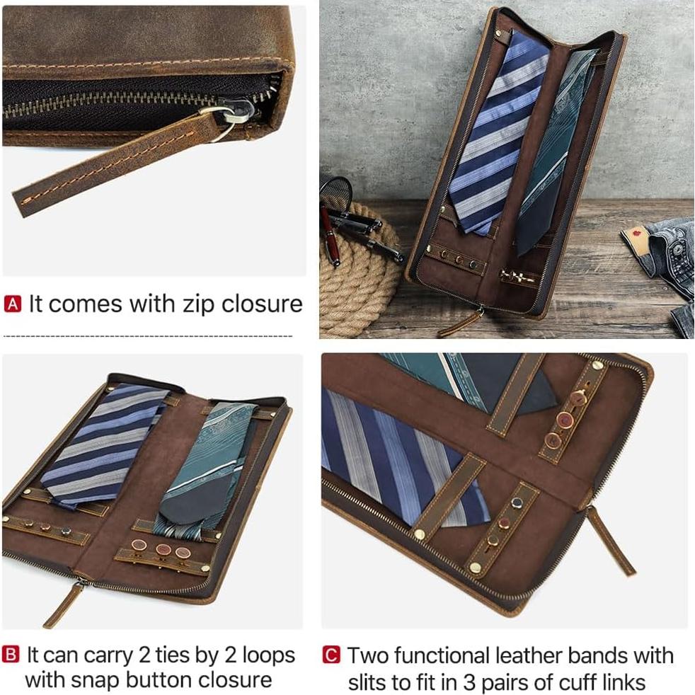 Estuche de Viaje para Corbatas de Cuero Crazy Horse CONTACT'S