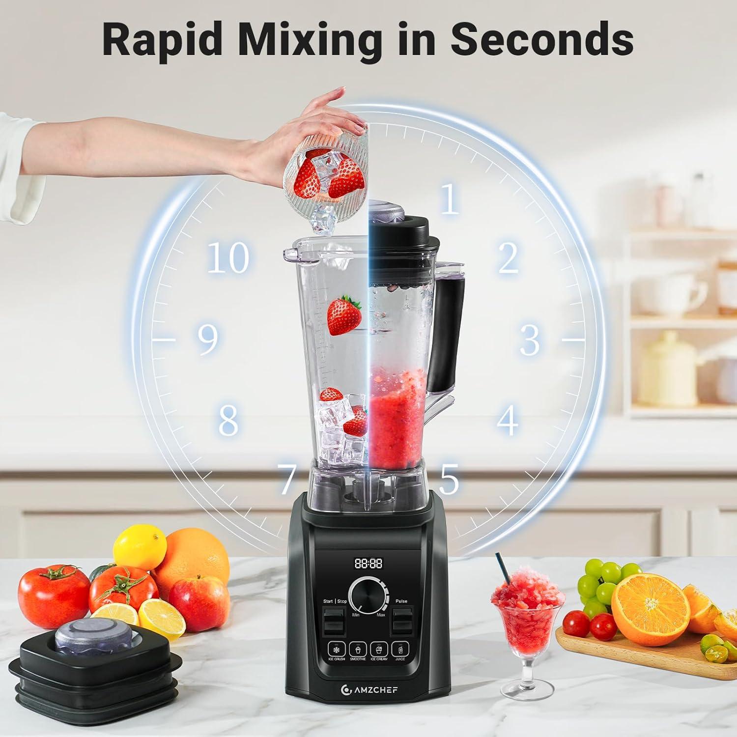 Licuadora AMZCHEF 1800W 68 oz 5 Funciones Velocidad Infinita