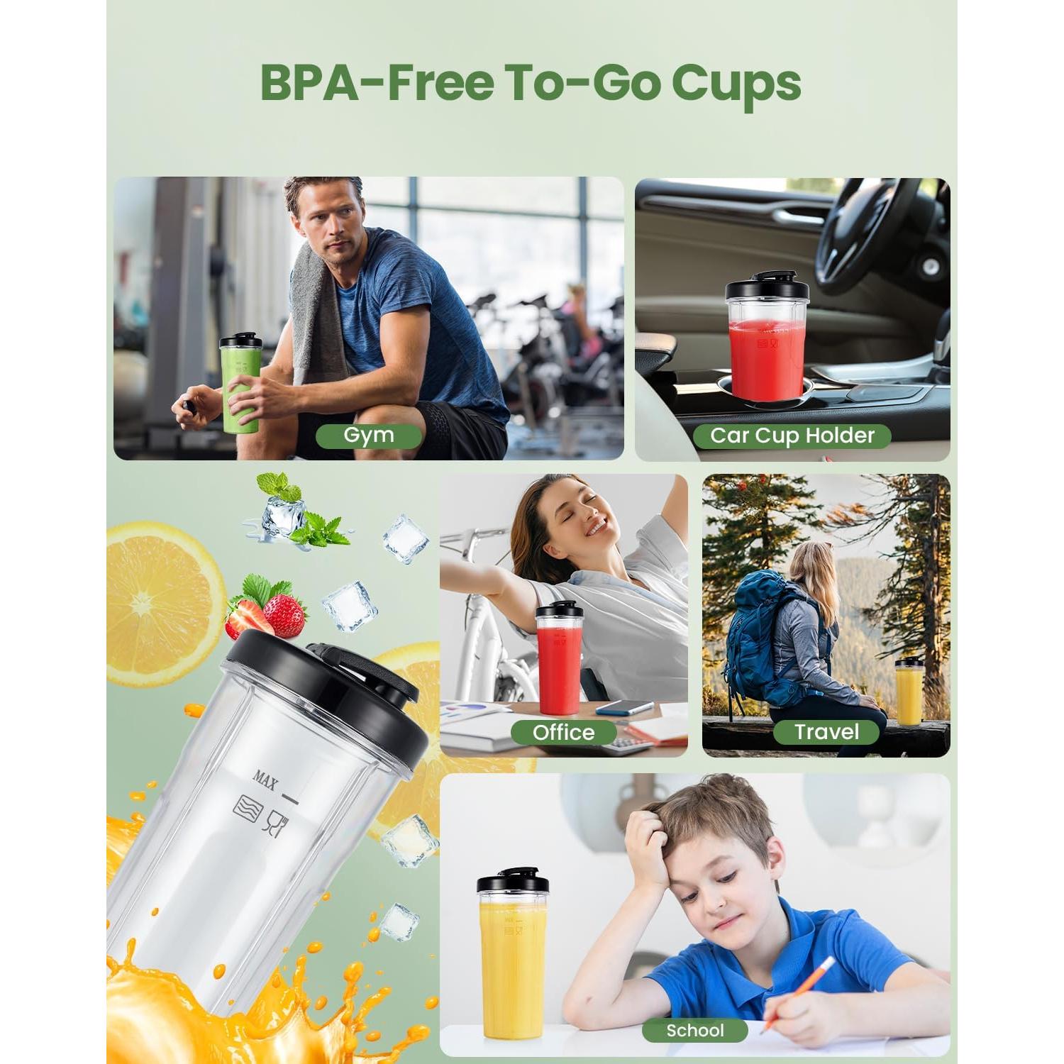 Licuadora VEWIOR 1200W 2 Tazas 22oz Sin BPA para Smoothies