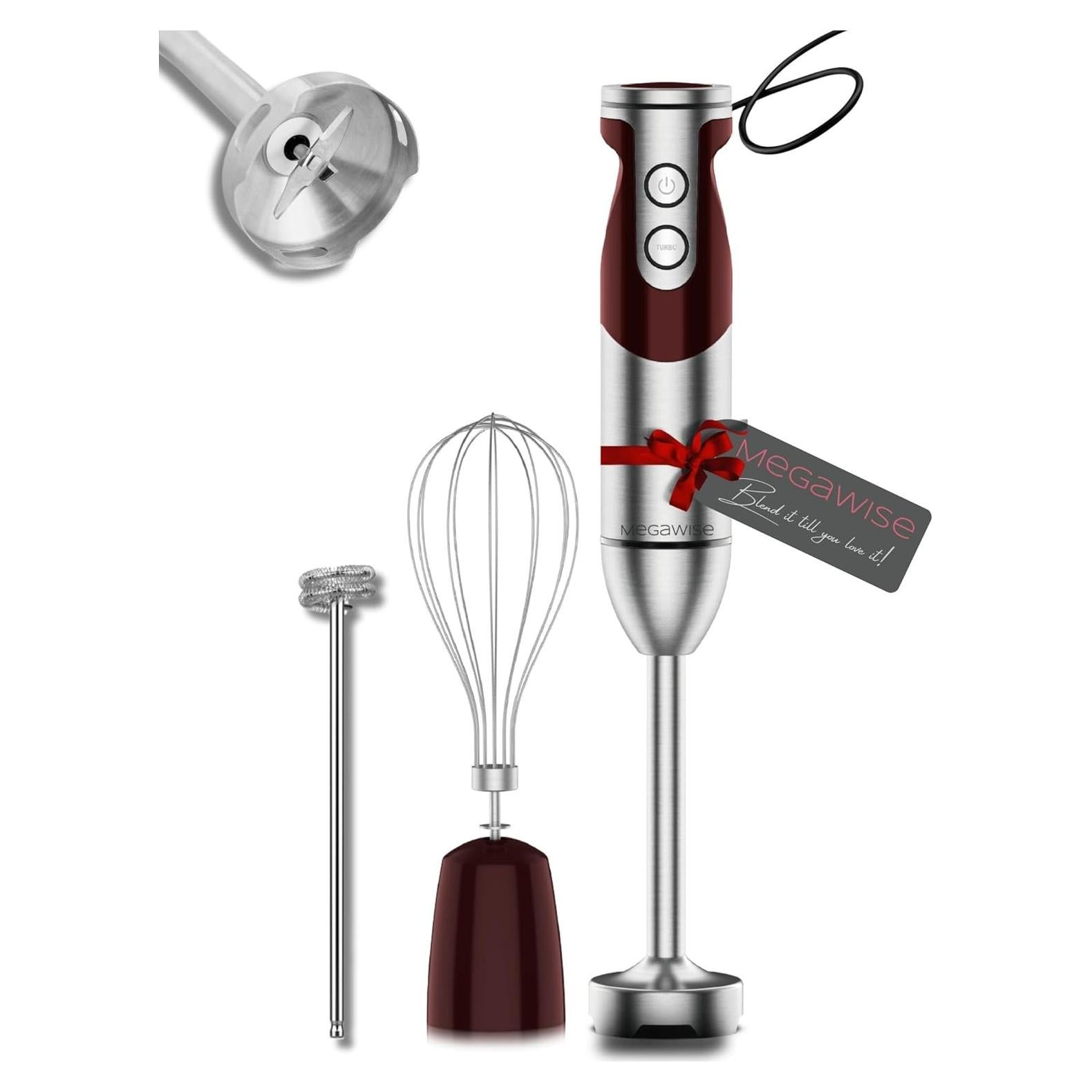 Batidora de Mano Inmersa MEGAWISE 3 en 1 400W Acero Inoxidable